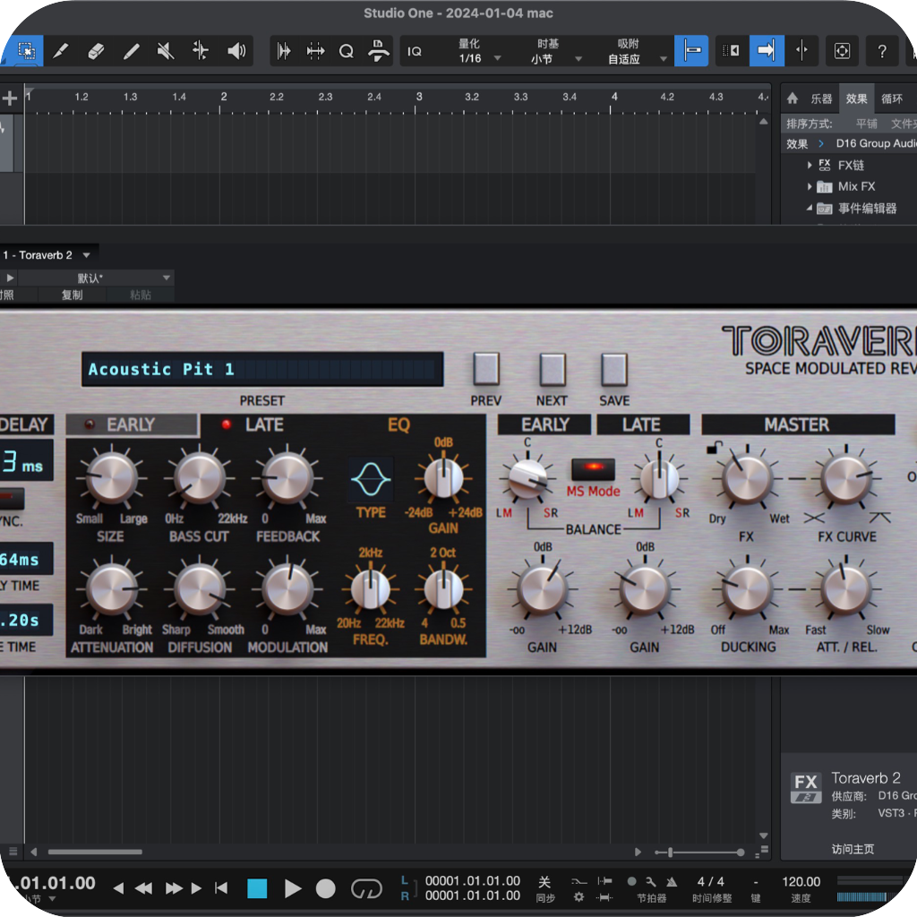 D16 Group Audio Software Toraverb for mac(调制混响插件) v2.2.2特别版